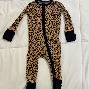Little Sleepies Leopard Print Footie with Black Accents